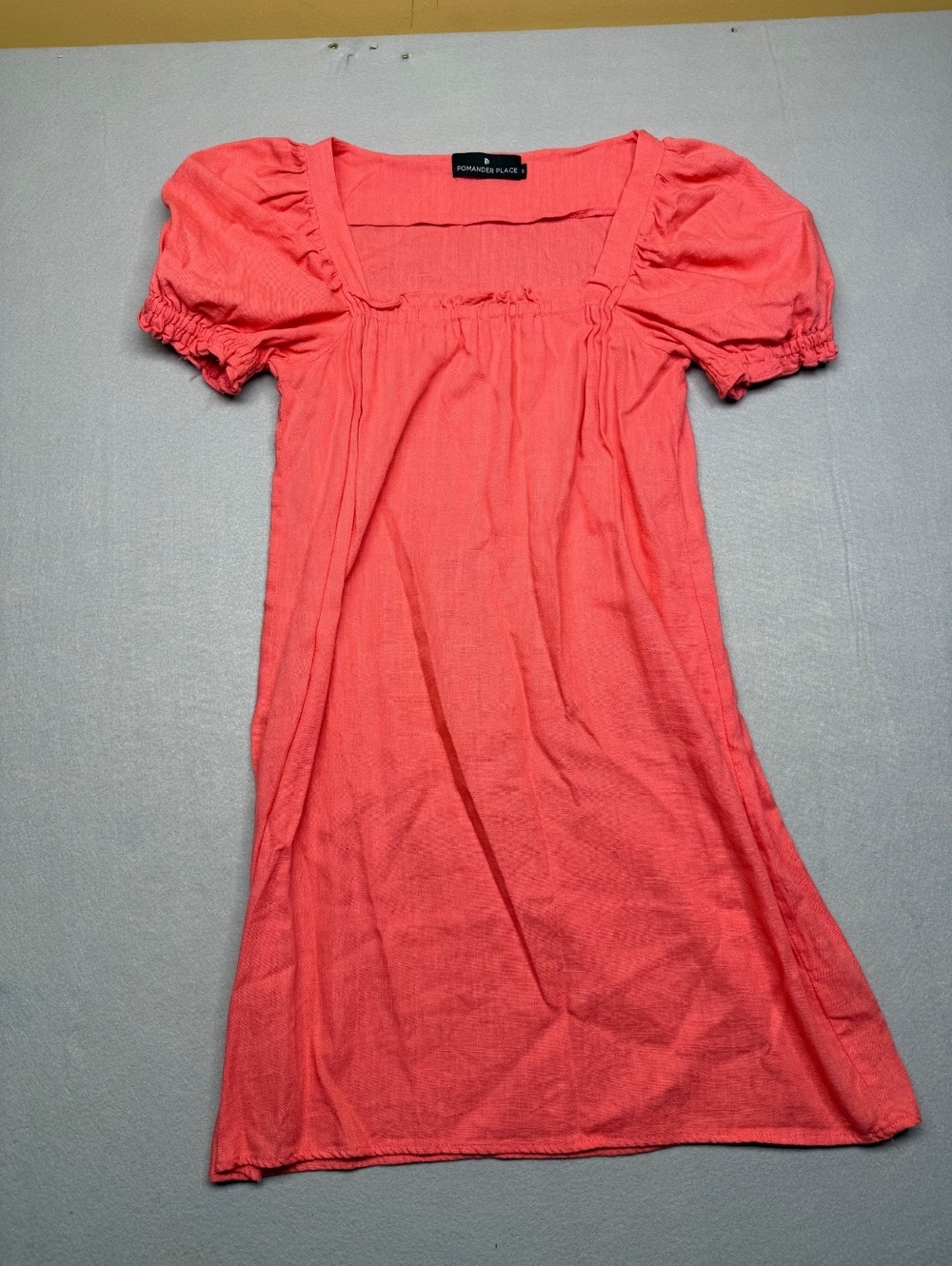 Pomander Place Darcy Coral Linen Blend Mini Dress S